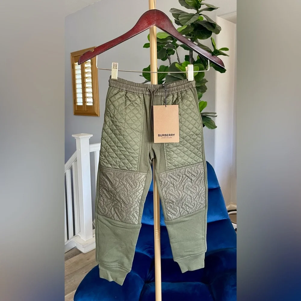 NWT BURBERRY Boy's Timothie TB Monogram Drawstring Jogger Pants Size 6Y (116 cm)